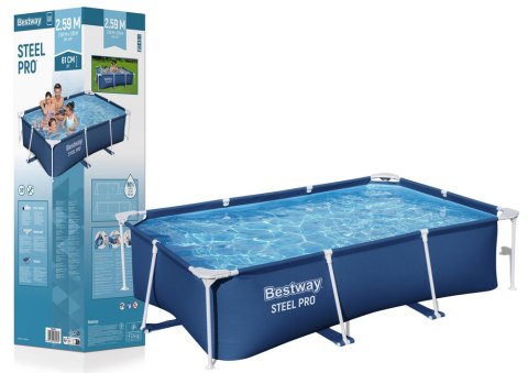 Basen Ogrodowy Stelażowy Prostokątny Niebieski 259x170x61 cm Bestway 56403