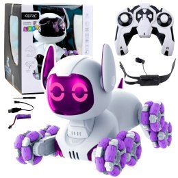 Robot Pies TOOBY Zdalnie Sterowany RC 360° Światła Dźwięki Biało-Fioletowy