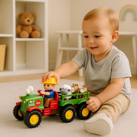 Traktor Edukacyjny Interaktywny Dla Malucha Zwierzęta Światła Dźwięki