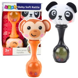 Zestaw Grzechotki Sensoryczne Z Miękką Piłeczką Małpka Panda 2szt