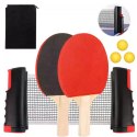 Zestaw Do Ping Ponga Tenis Stołowy Siatka Paletki Piłeczki 3szt