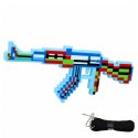 Karabin Pikselowy Broń Światła Dźwięki Niebieski Zielony Czerwony 39cm