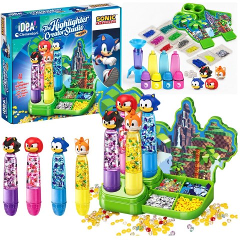 Idea Art Zestaw Fabryka Markerów Zakreślaczy 4 sztuki Sonic Clementoni 18424