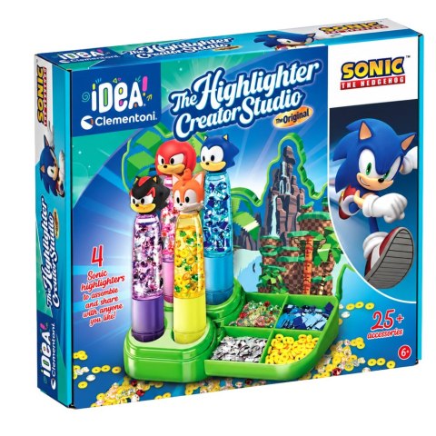 Idea Art Zestaw Fabryka Markerów Zakreślaczy 4 sztuki Sonic Clementoni 18424