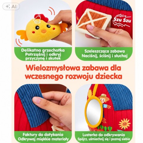 Pluszowa Farma Ze Zwierzętami Dla Niemowląt Sensoryczna Stodoła 6 Zwierząt