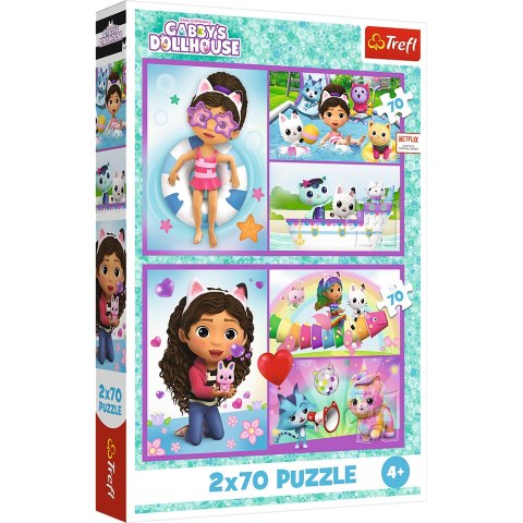 Puzzle - 2x70 - Baw się z Gabby - Koci Domek Gabi - Trefl 34438