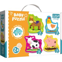 Puzzle - Baby Classic - Zwierzęta na wsi - Konik Kurka Świnka Krówka - Trefl 36070
