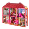 Willa Duży Domek Dla Lalek 6 Pokoi Meble Akcesoria 128 el.