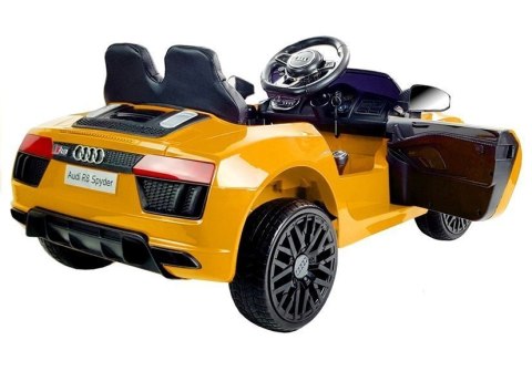 Auto na Akumulator Audi R8 Spyder Żółty Lakierowany Pilot MP3 Światła LED
