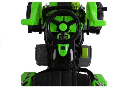 Traktor Koparko-Ładowarka Na Akumulator Dla Dzieci Z Ruchomą Łyżką Zielona