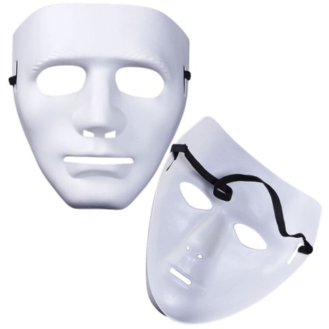 Maska Anonim Karnawałowa Halloweenowa Na Gumce Biała Czerwona