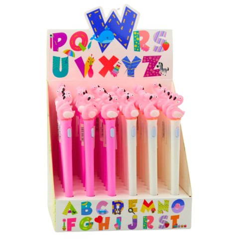 Długopis Świecący Różowy Flaming Niebieski Tusz 0.7mm Mix