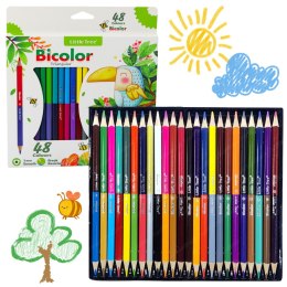 Zestaw Kredek Dwustronne Dwukolorowe Szkolne Trójkątne 48 Kolorów