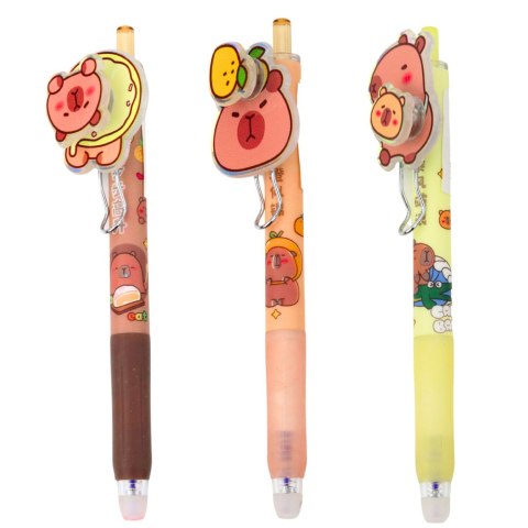 Długopis Żelowy Kapibara Z Obrotowym Elementem Niebieski Tusz 14,5cm Mix