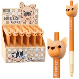 Długopis Żelowy Z Pieskiem Mops Niebieski Tusz Beżowy 0,5mm