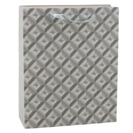 Torba Prezentowa Efekt Geometrii 3D Szara 32 x 26 x 10,5 cm