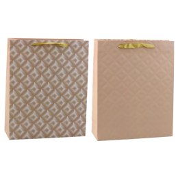 Torba Prezentowa Z Tłoczeniem Jasno Beżowa 32 x 26 x 10cm