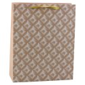 Torba Prezentowa Z Tłoczeniem Jasno Beżowa 32 x 26 x 10cm