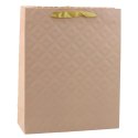 Torba Prezentowa Z Tłoczeniem Jasno Beżowa 32 x 26 x 10cm