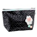 Piórnik Kosmetyczka Kokardka Błyszczące Kropki Czarny 23x16cm