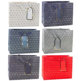 Torba Prezentowa Geometryczna Złote Linie 23 x 18 x 10 cm