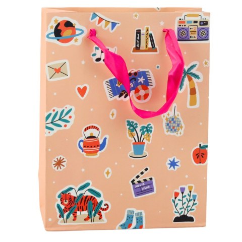 Torba Prezentowa Naklejki Kolorowe Znaczki 23 x 18 x 10,5 cm