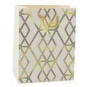 Torba Prezentowa Papierowa Elegancka Złote Wzory 23 x 18 x 10,5 cm