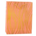 Torba Prezentowa Papierowa Linie Faliste Złote 32 x 26 x 12 cm
