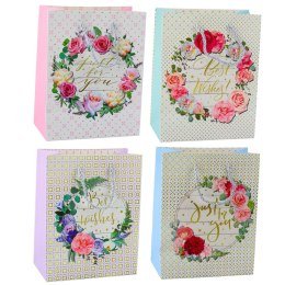 Torba Prezentowa Wzory Kwiaty Best Wishes 23 x 18 x 10,5 cm