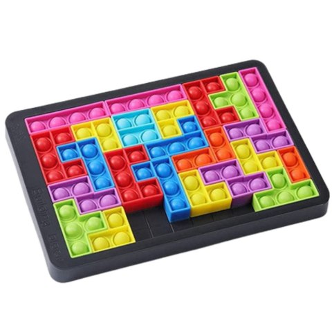 Gra Tetris Pop-It Układanka Puzzle 3w1 Sensoryczna Kolorowa 27el