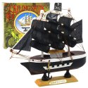 Model Kolekcjonerski Dekoracyjny Statek Żaglowiec Piracki Czarny 16x15cm