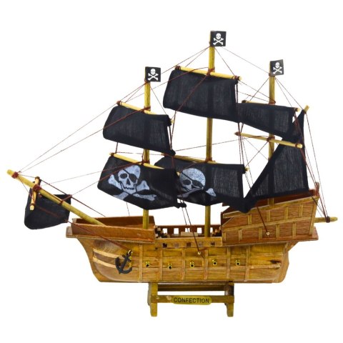 Model Kolekcjonerski Dekoracyjny Statek Żaglowiec Piracki Czarny 33x29cm