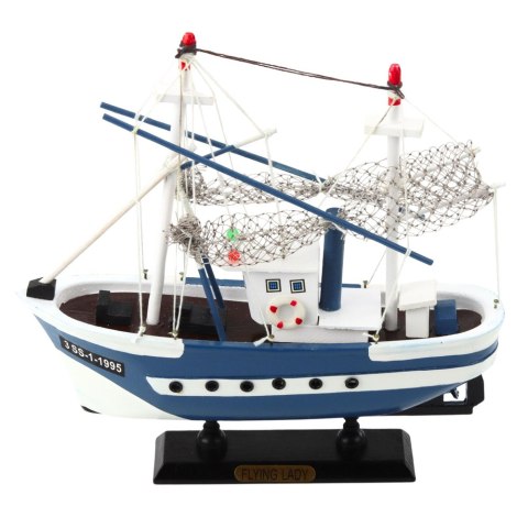 Model Kolekcjonerski Statek Kuter Rybacki Flying Lady Niebieski 24x23cm