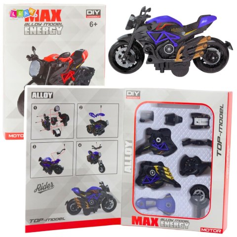 Motocykl Do Składania Skręcania Metal 1:14 DIY Czarno-Niebieski