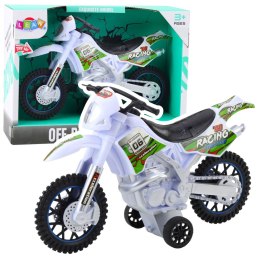 Motor Crossowy Off-Road Napęd Światła Dźwięki Biały