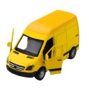 Samochód Dostawczy Metalowy Z Napędem Pull Back Światła Dźwięki Żółty 1:32
