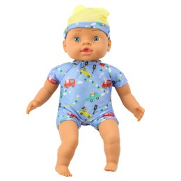 Lalka Bobas Niebieskie Ubranko z Wzorami Czapeczka z Uszami 31cm