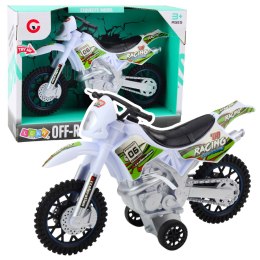 Motor Crossowy Off-Road Napęd Światła Dźwięki Biały