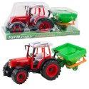 Traktor Pojazd Rolniczy Farmerski Z Siewnikiem Czerwony 34cm