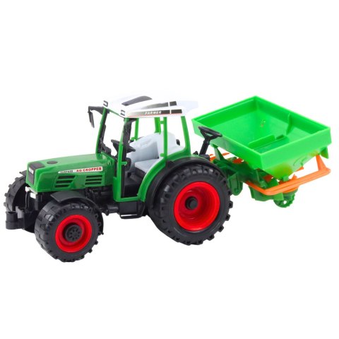 Traktor Pojazd Rolniczy Farmerski Z Siewnikiem Zielony 34cm
