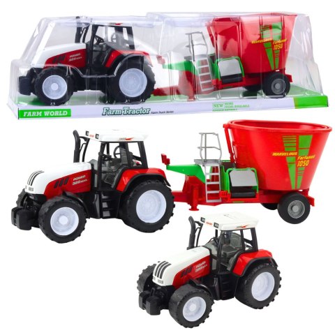 Traktor Rolniczy Farmerski Z Przyczepą Mieszalnik Paszy Czerwony 60cm
