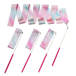 Wstążka Gimnastyczna Do Tańca Ćwiczeń Róż Fiolet Błękit Błyszcząca 205x5cm