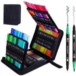 Zestaw Kolorowych Pisaków Dwustronnych Wodoodporne 120 Elementów