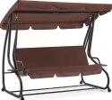 Huśtawka Czteroosobowa Ogrodowa Bujana Daszek Wolnostojąca Brązowa