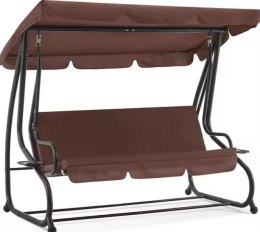 Huśtawka Czteroosobowa Ogrodowa Bujana Daszek Wolnostojąca Brązowa
