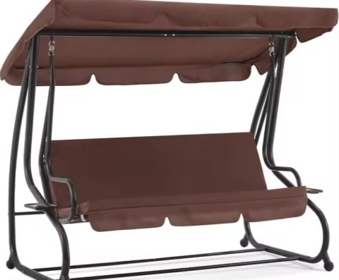 Huśtawka Czteroosobowa Ogrodowa Bujana Daszek Wolnostojąca Brązowa