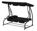 Huśtawka Czteroosobowa Ogrodowa Bujana Daszek Wolnostojąca Czarna