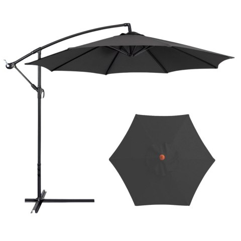 Parasol Ogrodowy Boczny Z Regulacją Pochyłu 350 x 250cm Antracyt