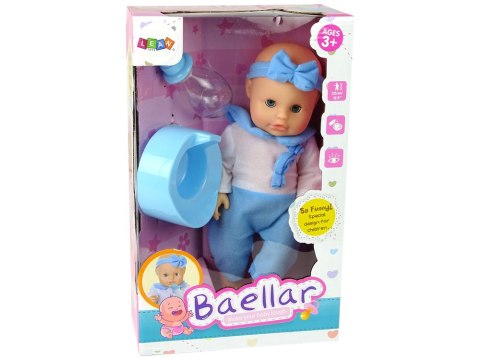 Lalka Piżama 30 cm Niebieska Butelka Nocnik Pije