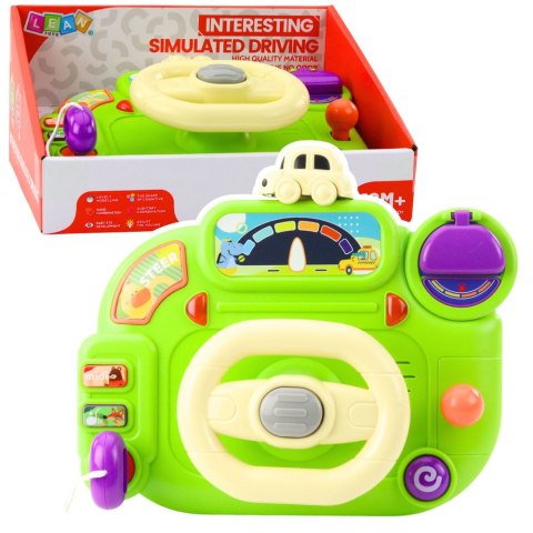 Kierownica Interaktywna Dla Dzieci Symulator Jazdy Światła Dźwięki Zielona